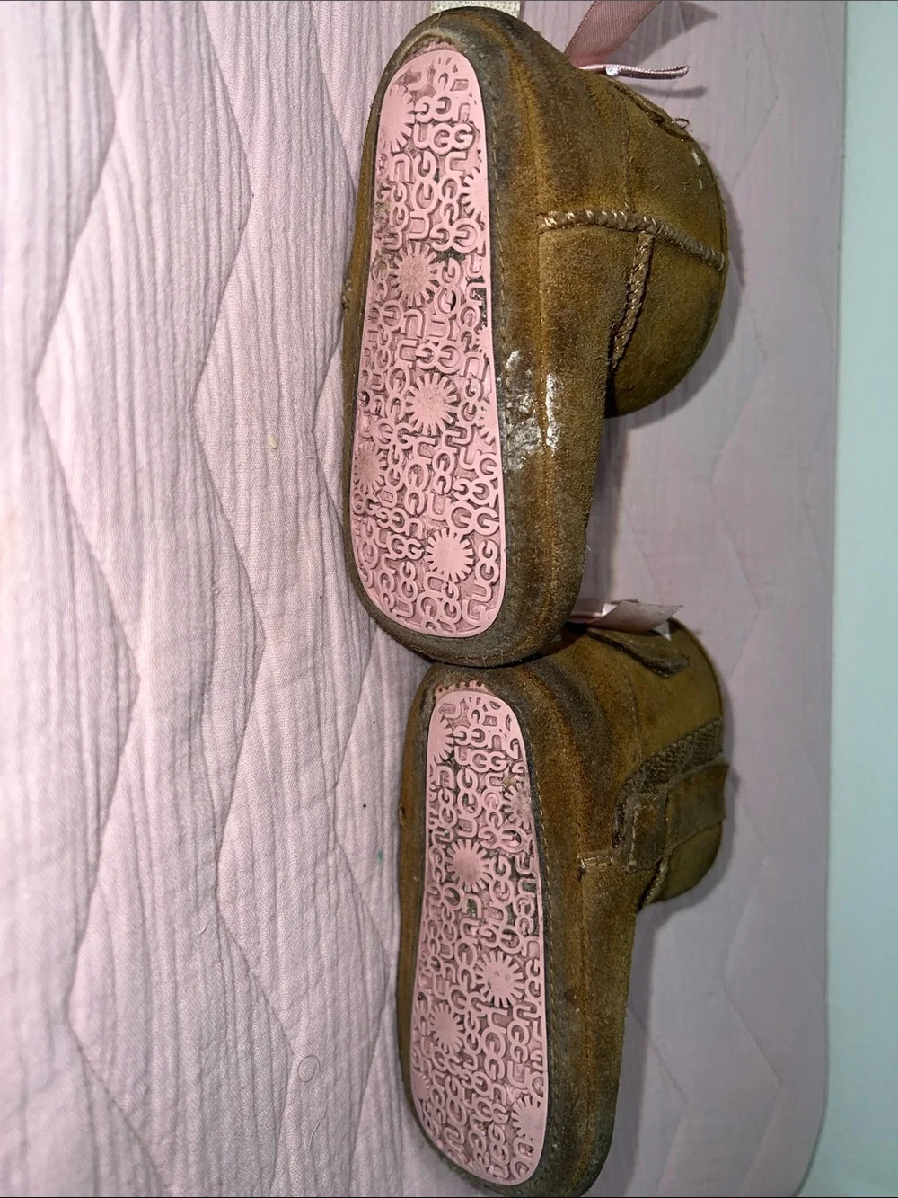 UGG Chestnut Suede Baby Walker Boots with Shearling